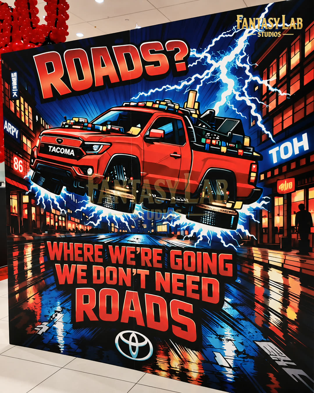 Branded campaign wall for a vehicle launch